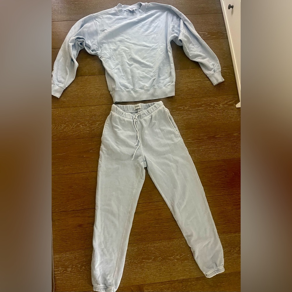 Ligjt blue Elwood jogger set. Size xs. Barely worn. Slight stain on sweatshirt.